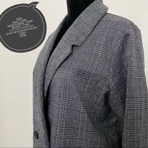 Tootoo dark gray grid striped plaid blazer